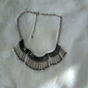Stella & Dot statement necklace, silver and onyx, excellent condition